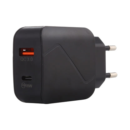 LZ-819A+C QC3.0 USB + PD 18W USB-C / Type-C Interfaces Travel Charger with Indicator Light, EU Pl...