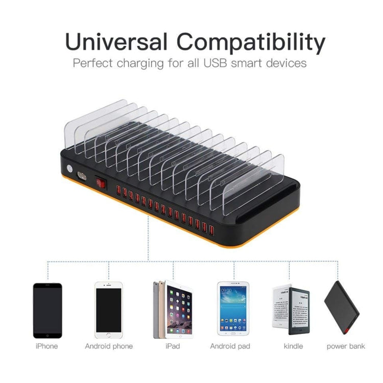 WLX-815 100W 15 Ports USB Fast Charging Dock Smart Charger with Phone & Tablet Holder, 100W US Pl...