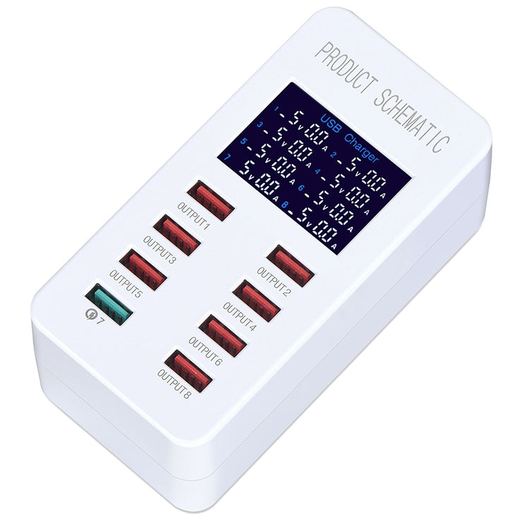 A8 50W 8 Ports USB + QC3.0 Smart Charging Station with Digital Display AC100-240V, US Plug�������...