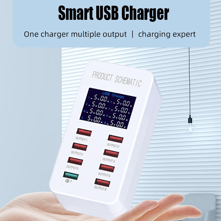 A8 50W 8 Ports USB + QC3.0 Smart Charging Station with Digital Display AC100-240V, US Plug�������...