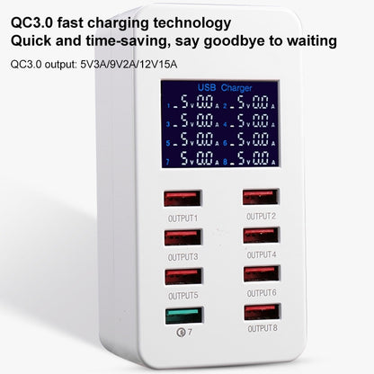 A8 50W 8 Ports USB + QC3.0 Smart Charging Station with Digital Display AC100-240V, UK Plug�������...
