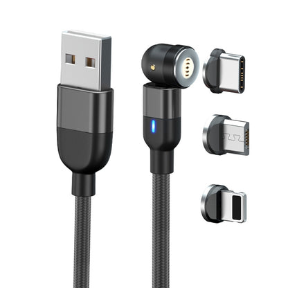 1m 3A Output 3 in 1 USB to 8 Pin + USB-C / Type-C + Micro USB 540 Degree Rotating Magnetic Data S...