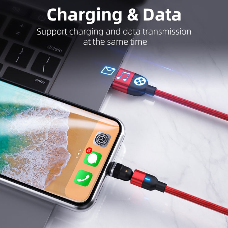 1m 3A Output 3 in 1 USB to 8 Pin + USB-C / Type-C + Micro USB 540 Degree Rotating Magnetic Data S...