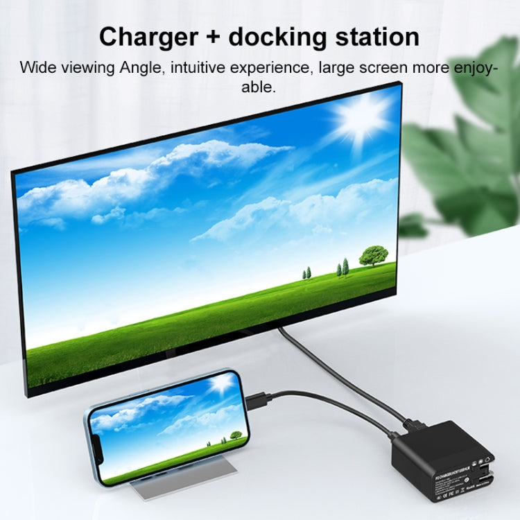 X8H 60W Type-C + USB + HDMI HUB PD Charger, US Plug, X8H