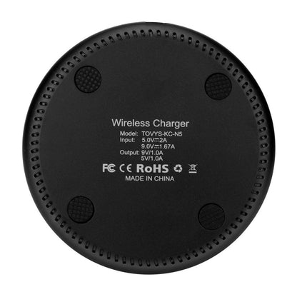 TOVYS-KC-N5 9V 1A Output Frosted Round Wire Qi Standard Fast Charging Wireless Charger, Cable Len...