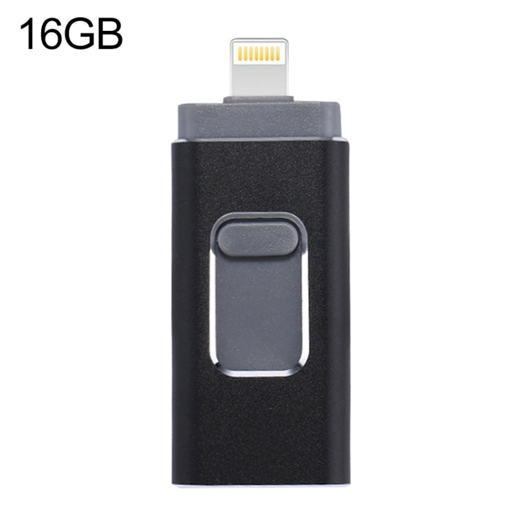 easyflash RQW-01B 3 in 1 USB 2.0 & 8 Pin & Micro USB 16GB Flash Drive, RQW-01B Black, RQW-01B Gol...