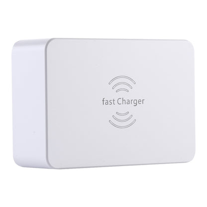 WLX-818F 6 in 1 10W QC3.0 Wireless Charging + USB-C / Type-C + 4 USB Ports Charger with Smart LCD...