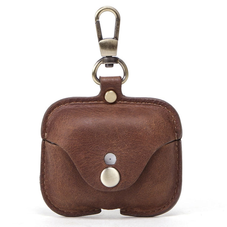 CF1108 For AirPods Pro Crazy Horse Texture Earphone Protective Leather Case with Hook������������...