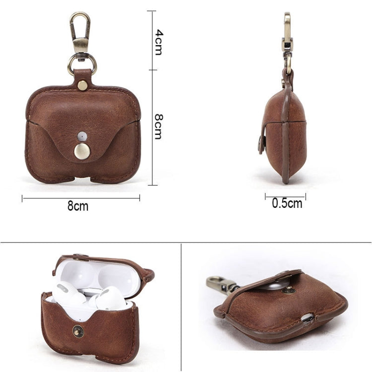 CF1108 For AirPods Pro Crazy Horse Texture Earphone Protective Leather Case with Hook������������...