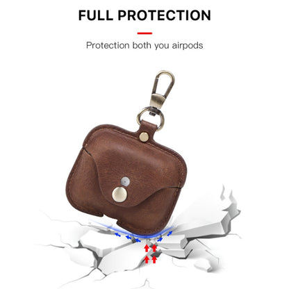 CF1108 For AirPods Pro Crazy Horse Texture Earphone Protective Leather Case with Hook������������...