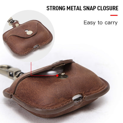 CF1108 For AirPods Pro Crazy Horse Texture Earphone Protective Leather Case with Hook������������...