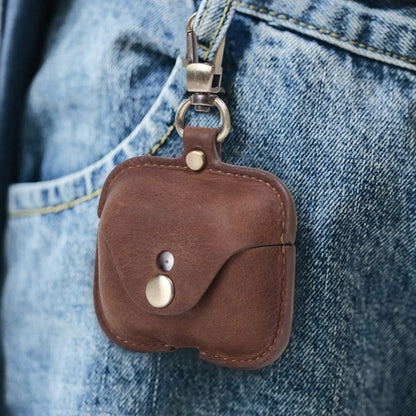 CF1108 For AirPods Pro Crazy Horse Texture Earphone Protective Leather Case with Hook������������...