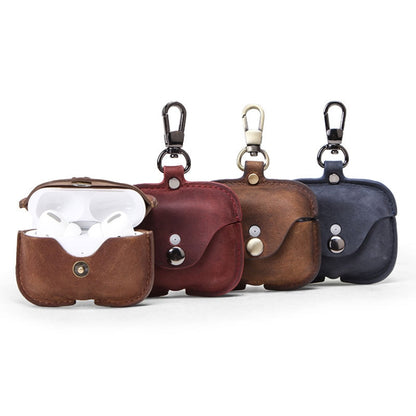 CF1108 For AirPods Pro Crazy Horse Texture Earphone Protective Leather Case with Hook������������...