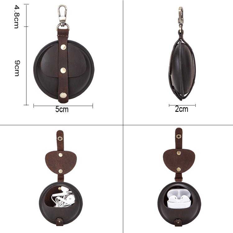 CF1042B For AirPods Pro Crazy Horse Texture Convenient Multifunction Earphone Protective Leather ...