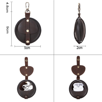 CF1042B For AirPods Pro Crazy Horse Texture Convenient Multifunction Earphone Protective Leather ...