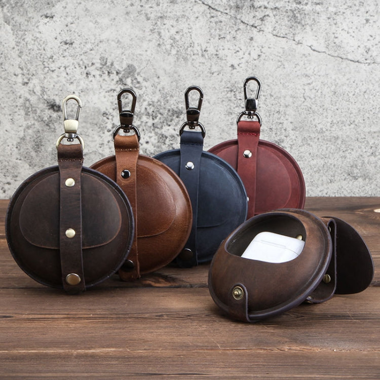 CF1042B For AirPods Pro Crazy Horse Texture Convenient Multifunction Earphone Protective Leather ...