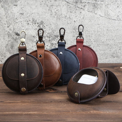 CF1042B For AirPods Pro Crazy Horse Texture Convenient Multifunction Earphone Protective Leather ...