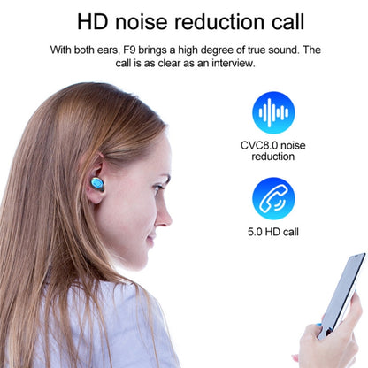 F9-9 TWS CVC8.0 Noise Cancelling Bluetooth Earphone with Charging Box, Support Touch Lighting Eff...