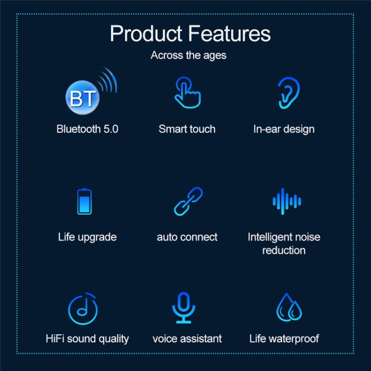 F9-9 TWS CVC8.0 Noise Cancelling Bluetooth Earphone with Charging Box, Support Touch Lighting Eff...