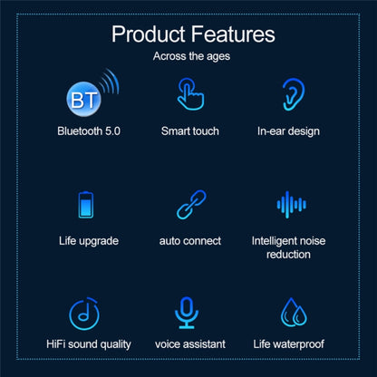 F9-9 TWS CVC8.0 Noise Cancelling Bluetooth Earphone with Charging Box, Support Touch Lighting Eff...
