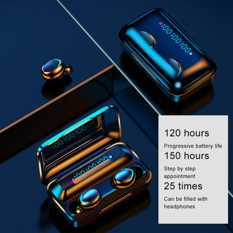 F9-5C Three-screen Digital Display Noise Reduction Bluetooth Earphone, F9-5C without Strap Black�...