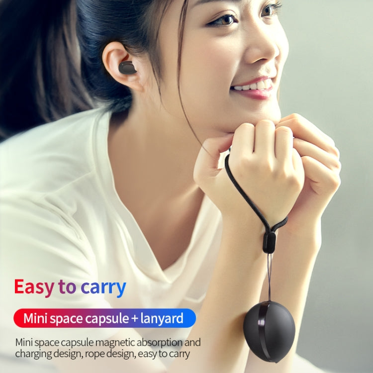 A10 TWS Space Capsule Shape Wireless Bluetooth Earphone with Magnetic Charging Box & Lanyard, Sup...