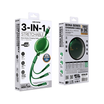 WK WDC-124 8 Pin + Type-C + Micro USB Charging Data Cable