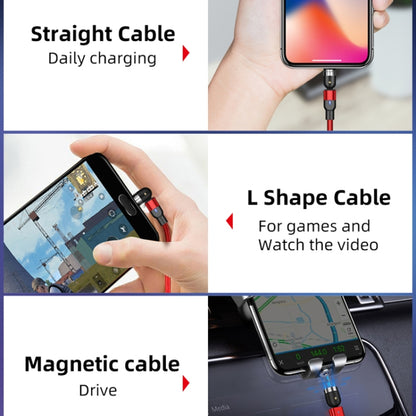2m 2A Output 3 in 1 USB to 8 Pin + USB-C / Type-C + Micro USB Nylon Braided Rotate Magnetic Charg...