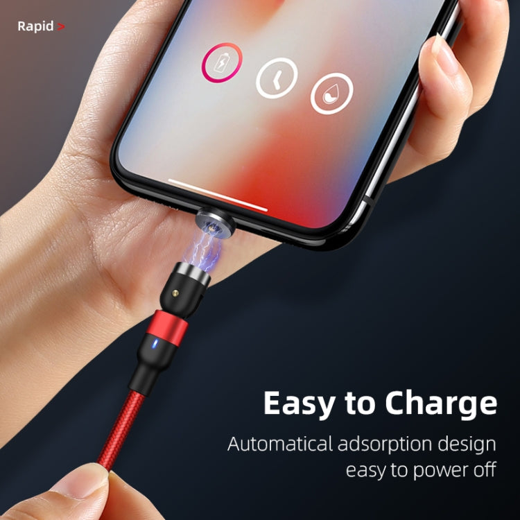 2m 2A Output 3 in 1 USB to 8 Pin + USB-C / Type-C + Micro USB Nylon Braided Rotate Magnetic Charg...