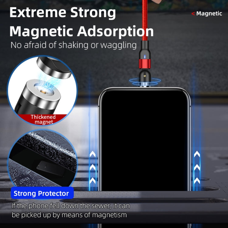 1m 2A Output 3 in 1 USB to 8 Pin + USB-C / Type-C + Micro USB Nylon Braided Rotate Magnetic Charg...
