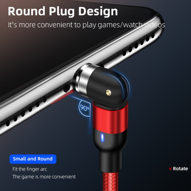 1m 2A Output 3 in 1 USB to 8 Pin + USB-C / Type-C + Micro USB Nylon Braided Rotate Magnetic Charg...