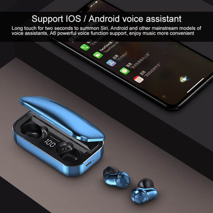 A6 TWS Bluetooth 5.0 Touch Wireless Bluetooth Earphone with Charging Box & LED Smart Digital Disp...