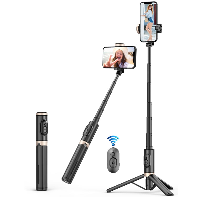 Q12 Hidden Design Reinforced Bluetooth Remote Control Tripod Selfie Stick, Q12 (Black), Q12s (Pin...