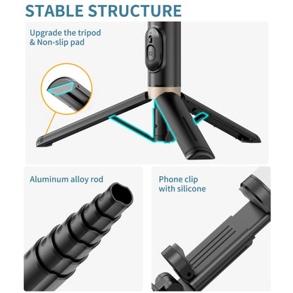 Q12 Hidden Design Reinforced Bluetooth Remote Control Tripod Selfie Stick, Q12 (Black), Q12s (Pin...