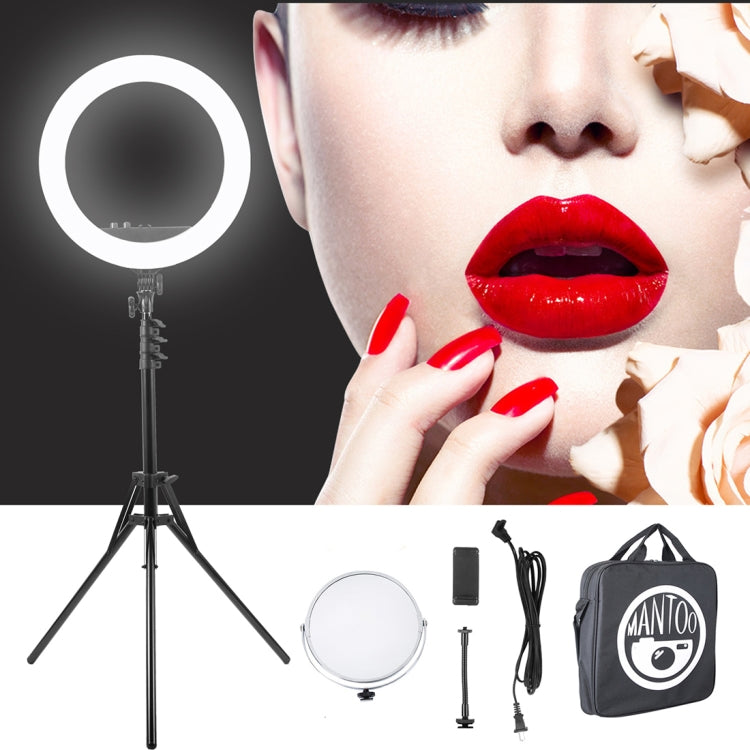 MANTOO RL-18 II 100-240V 55W 18 inch Two-color Dimmable Ring Fill Light with Tripod, 18 inch