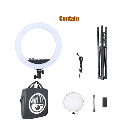 MANTOO RL-18 II 100-240V 55W 18 inch Two-color Dimmable Ring Fill Light with Tripod, 18 inch