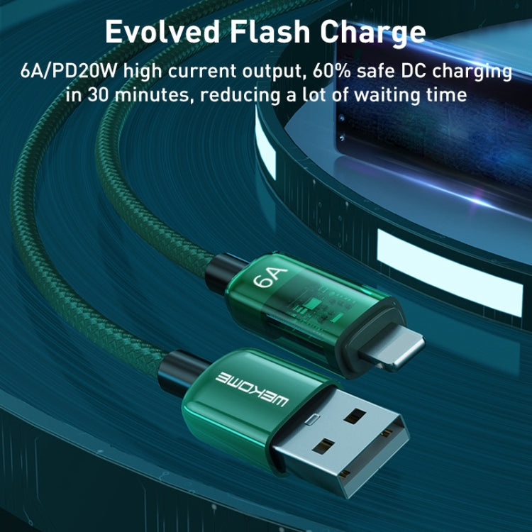 WK WDC-180 6A Pioneer Series USB to 8 Pin Transparent Fast Charge Data Cable, Length: 1m���������...