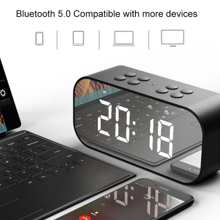 AEC BT501 Bluetooth 5.0 Mini Speaker with LED & Alarm Clock & Clock & Mirror, Support 32G TF Card...
