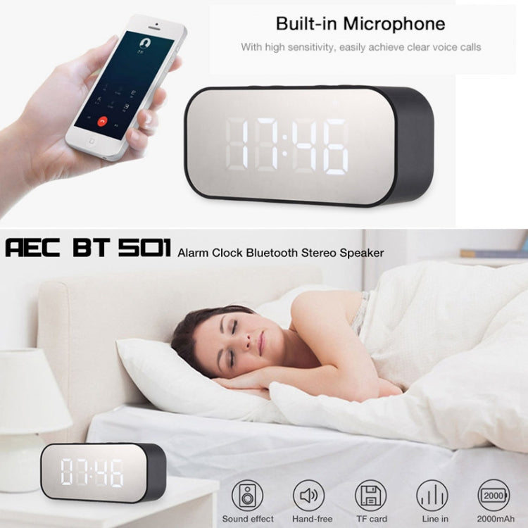 AEC BT501 Bluetooth 5.0 Mini Speaker with LED & Alarm Clock & Clock & Mirror, Support 32G TF Card...