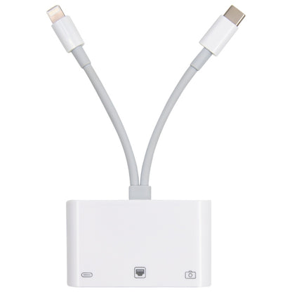 NK-107 Pro 3 in 1 USB-C / Type-C + 8 Pin Male to USB + RJ45 + 8 Pin Charging Female Interface Ada...
