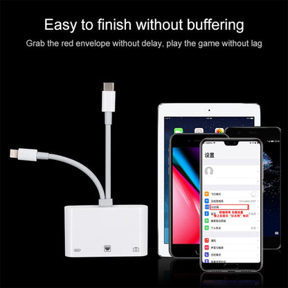 NK-107 Pro 3 in 1 USB-C / Type-C + 8 Pin Male to USB + RJ45 + 8 Pin Charging Female Interface Ada...
