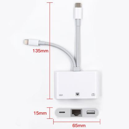 NK-107 Pro 3 in 1 USB-C / Type-C + 8 Pin Male to USB + RJ45 + 8 Pin Charging Female Interface Ada...