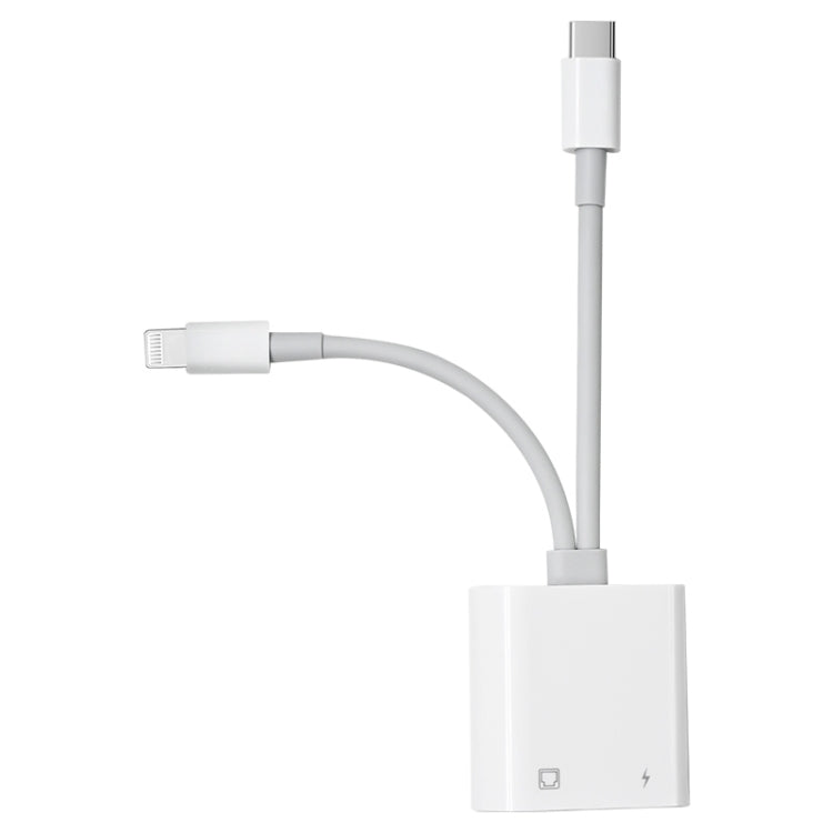 NK-1035 Pro 2 in 1 USB-C / Type-C + 8 Pin Male to RJ45 + 8 Pin Charging Female Interface Adapter�...