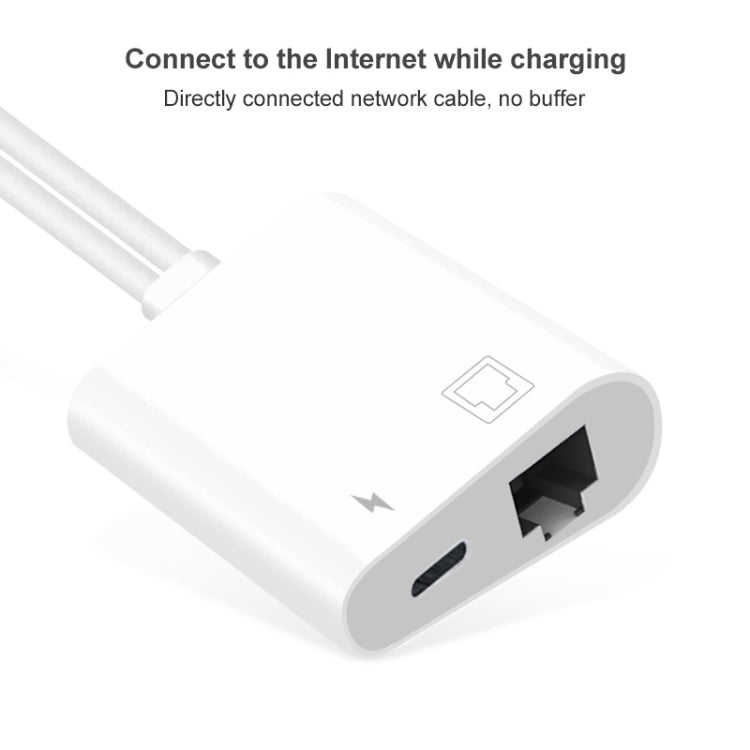 NK-1035 Pro 2 in 1 USB-C / Type-C + 8 Pin Male to RJ45 + 8 Pin Charging Female Interface Adapter�...