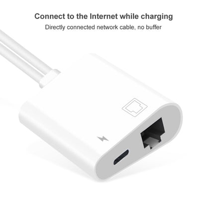 NK-1035 Pro 2 in 1 USB-C / Type-C + 8 Pin Male to RJ45 + 8 Pin Charging Female Interface Adapter�...