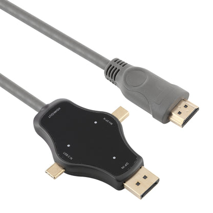 D65A 1.8m DisplayPort In & Mini DP In & USB-C / Type-C In to HDMI 4K Output Video Adapter Cable��...
