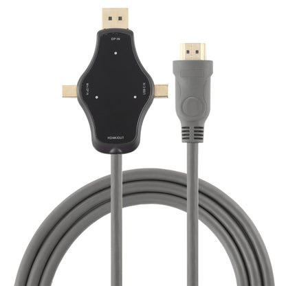 D65A 1.8m DisplayPort In & Mini DP In & USB-C / Type-C In to HDMI 4K Output Video Adapter Cable��...
