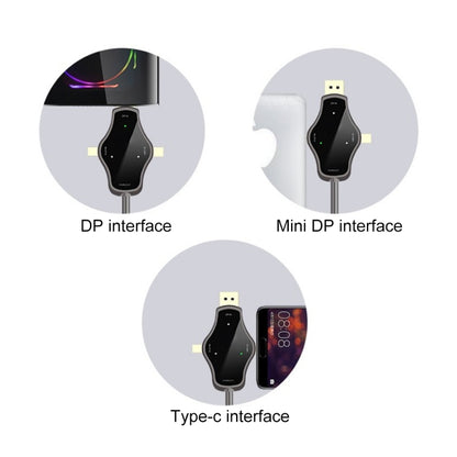D65A 1.8m DisplayPort In & Mini DP In & USB-C / Type-C In to HDMI 4K Output Video Adapter Cable��...