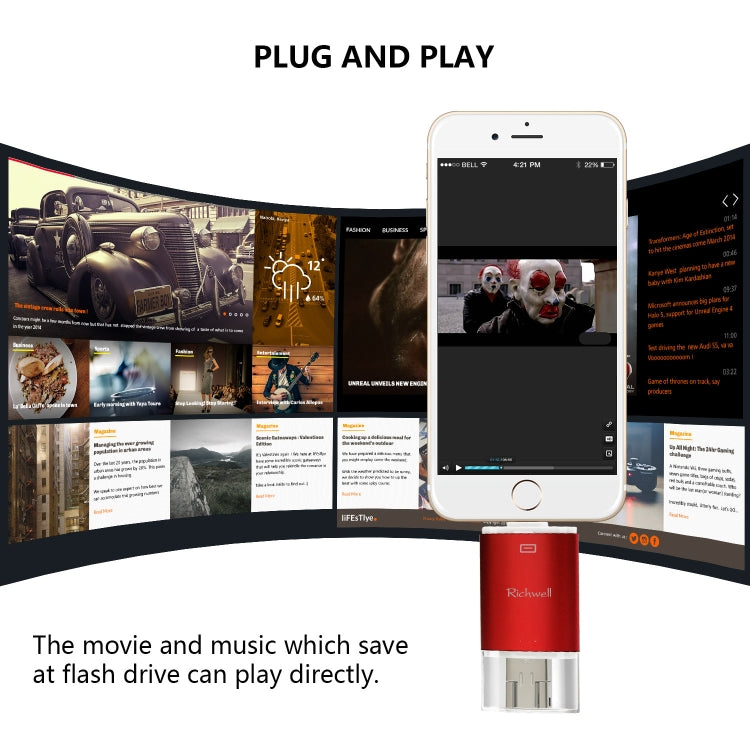 Richwell 3 in 1 64G Type-C + 8 Pin + USB 3.0 Flash Disk