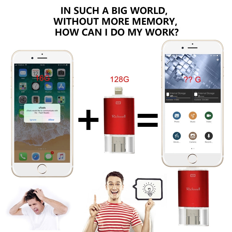 Richwell 3 in 1 64G Type-C + 8 Pin + USB 3.0 Flash Disk